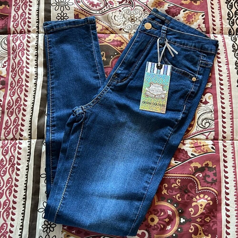 Skinny Blue Denim Couture Jeans Womens Junior 7 NEW